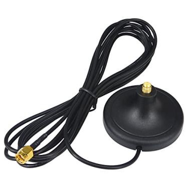 Imagem de Kaunosta Antena NMO Suporte magnético forte base de 0,5 cm de diâmetro com RP-SMA fêmea 3 m + cabo coaxial RG174 com RP-SMA macho - RP-SMA para carro, caminhão, SUV, rádio CB, rádio amador, rádio