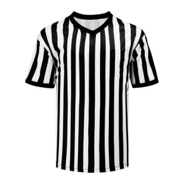 Imagem de Camisa de árbitro masculina gola V oficial Ref camisa de árbitro para mulheres e homens basquete futebol Halloween uniforme