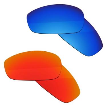 Imagem de Boldbright Lentes de substituição compatíveis com óculos de sol Oakley Juliet - Azul + Vermelho espelhado revestido