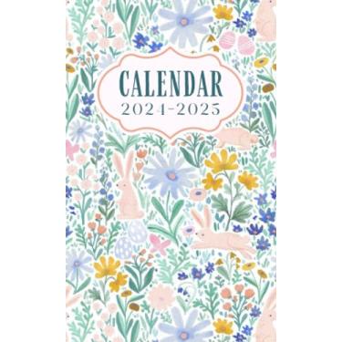 Imagem de Pocket Calendar 2024-2025 for Purse: Small Size Monthly Pocket Planner for Purse | 2 year 2024-2025 | Model30 - Floral Botanical Soft Cover Flowers ... | Important Dates | Password Keeper | Notes