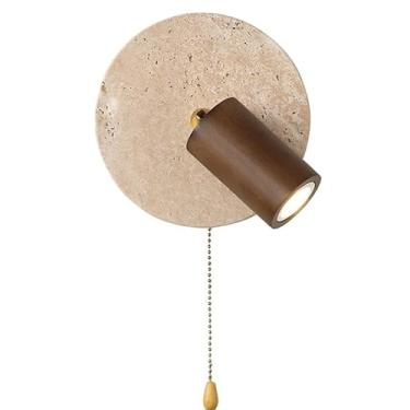 Imagem de Luminárias de parede francesas simples de pedra natural, círculo de 7,8 pol., iluminação de três tons, arandelas de parede, fonte de luz LED criativa, luz de parede para quarto, bar, sala de