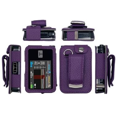 Imagem de Capa de couro ajustada com clipe de cinto giratório + protetor de tela para bomba de insulina em tandem tandem t: Slim X2 (roxo)