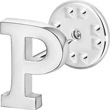 Imagem de Broche de lapela inicial para homens e mulheres, broches para ternos masculinos, pinos de botão de metal em tom de ouro 18K e prata., Metal, Sem pedras preciosas