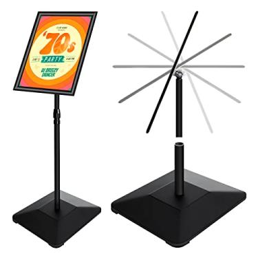 Imagem de VAIIGO Suporte de suporte de cartaz de pedestal de 11 "x 17" com base de aço sólido resistente, suporte de sinalização de chão ajustável para sinalização de visualização vertical e horizonta