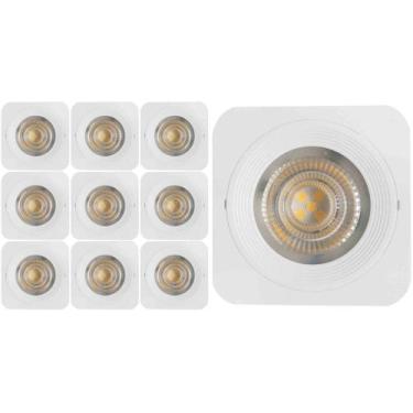 Imagem de KIT 10 SPOT LED QUADRADO FIXO SOBREPOR 5W BRANCO QUENTE 3000k BRANCO B