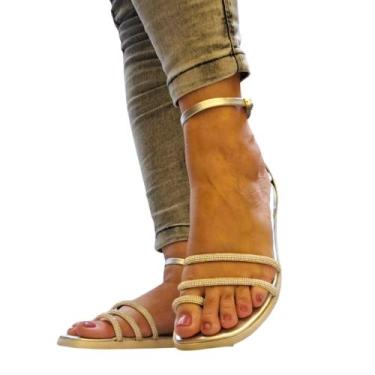 Imagem de Rasteirinha Sandália Feminina em Strass Rasteira Confort com Regulador