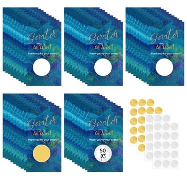 Imagem de 50 cartões raspadinhos em branco para pequenas empresas, cartões de cupom DIY para beleza de cabelo de spa, eventos de restaurante, cartões de agradecimento para aniversário, casamento (pintura a óleo