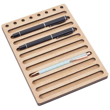 Imagem de BENECREAT Gabarito de caneta de tinta com 11 compartimentos para gravação a laser, suporte de caneta de tinta MDF de 16,5 x 21,8 cm, gabarito de fixação criativo para gravadores alfandegários,