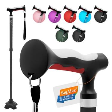 Imagem de BigAlex Bengala Leve E Dobrável Com Cabo De Tpr Macio E Confortável Para Idosos E Adultos Idosos, Cabo Maior Para Maior Conforto, Bastão De Suporte Ajustável, Auxílio De Viagem Portátil Para Homens