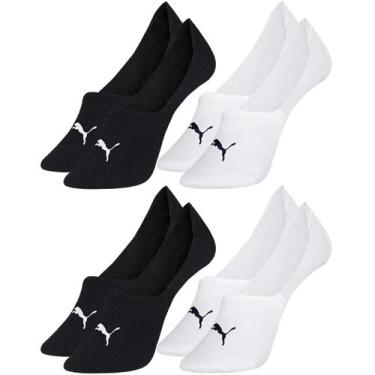 Imagem de Kit com 4 Pares de Meias Esportiva Puma Sapatilha Lisa Modelo Invisíve