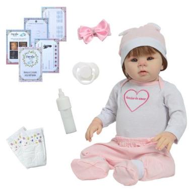 Imagem de Bebê Reborn Abigail Fio a Fio 48cm Linda Com Kit Itens - Cegonha Rebor