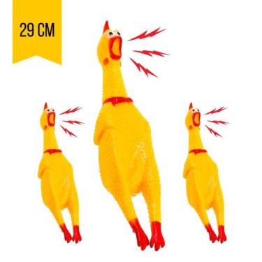 Imagem de Galinha Frango Brinquedo Borracha Pet Mordedor Sonoro Apito - Fluffie