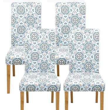 Imagem de Comfy Gate Pacote com 4 capas de cadeira de sala de jantar, capas de cadeira para sala de jantar, conjunto de 4 capas elásticas para cadeira de jantar, conjunto de 4 protetores de cadeira de cozinha,