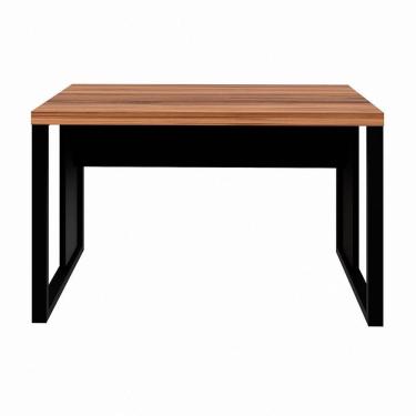 Imagem de Mesa Escrivaninha Retangular Office 150cm Pé Quadro Nogal-preto