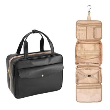 Imagem de Nécessaire de Viagem Dobrável com Gancho, Organizador de Cosméticos e Artigos de Higiene, Azul Claro (black)