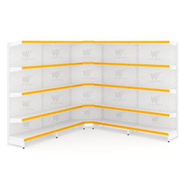 Imagem de Gondola Expositor De Mercados Parede 1 Canto 2 Inicial E 2 Continuaçõe