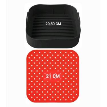 Imagem de Cesto e Tapete de Silicone Quadrado 21cm Forma pra Air Fryer - CLINK, 