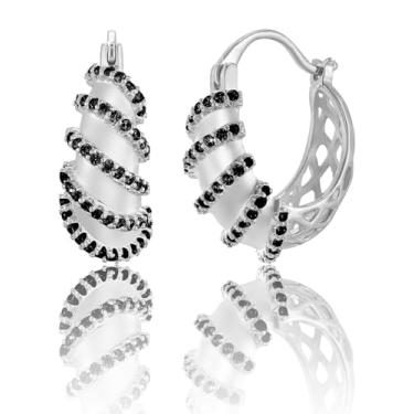 Imagem de Brincos de strass de argola glod 14K para mulheres, bijuterias, 20*21.1mm, Ouro amarelo, Zircônia cúbica