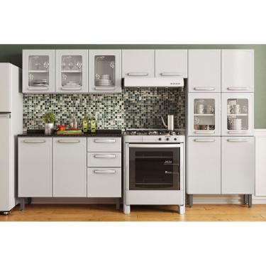 Imagem de Cozinha Completa Evidence 4 Peças (2 Armários + 1 Balcão + 1 Paneleiro) C4P55 Branco - Bertolini