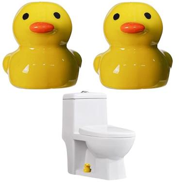 Imagem de WANSHUNLMI Tampas de parafuso de piso de vaso sanitário de pato, tampas de parafuso de vaso sanitário de pato de cerâmica, decoração de banheiro de pássaro fofo, gadgets temáticos de pato engraçado