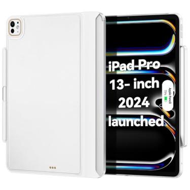 Imagem de Capa compatível com Magic-Keyboard para iPad Pro-33.0 cm M4 2024: capa com suporte Apple Pencil para teclado Smart Magic Folio Slim Durabilidade, com couro durável (teclado não incluído), branco