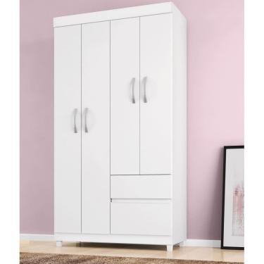 Imagem de Guarda Roupa Lótus 4 portas 2 Gavetas 1m Cor Flex - Branco/Rosa Demóbile 