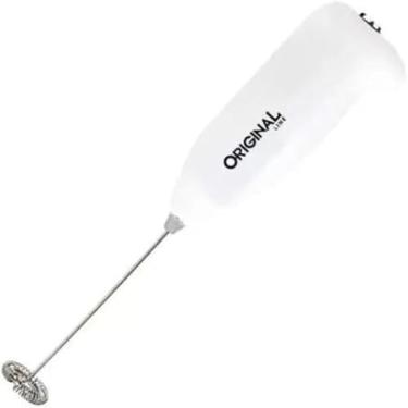 Imagem de Mini Mixer Misturador de Bebidas Elétrico Café Chá Leite Ovos Multiuso Aço Inox, Bateria AA Branco