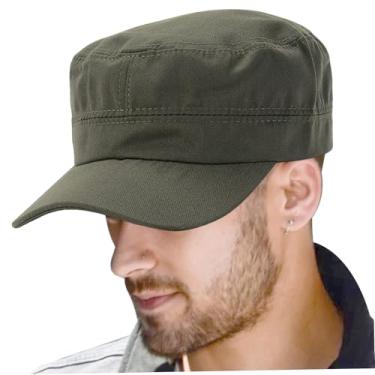 Imagem de Boné de exército, chapéu de cadete para homens mulheres aba curta proteção solar boné de cadete tamanho médio poliéster algodão boné militar minimalista chapéu verde exército para uso diário, ao ar