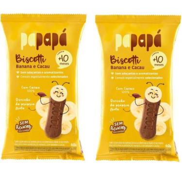 Imagem de Kit 2 Biscoitos infantil Papapa Biscotti banana e cacau 120g - Papapá