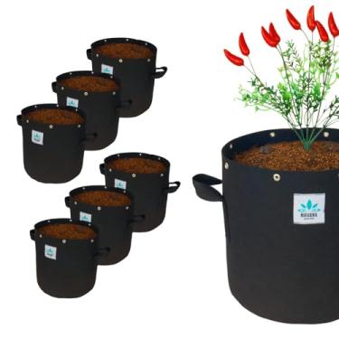 Imagem de Kit 6 Vasos Feltro 15 Litros para Cultivo com Alças e Furos para LST