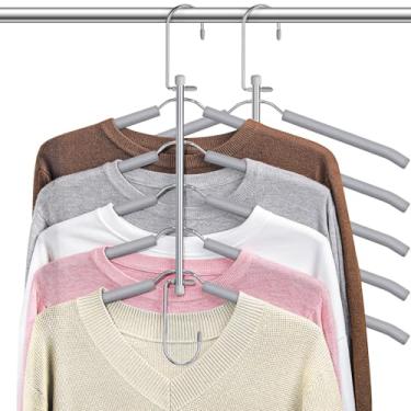 Imagem de Organizadores de camisa que economizam espaço, cabides antiderrapantes para armário com enchimento de espuma, organizadores de armário e armazenamento para suéter, blusa, casaco, vestido, curto, cinza