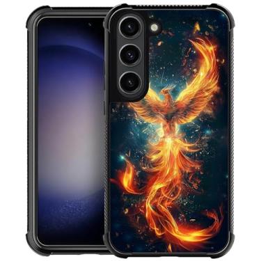 Imagem de Punmada Compatível com Samsung Galaxy S23 Mobile Case Creative Acrylic Back Panel Silicone Protection Grip Especialmente projetada para Samsung Galaxy S23 Spread Wings Fire Phoenix