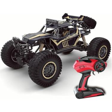 Imagem de Carro Elétrico Off Road Tracer 4WD 4x4 Crawler Truggy 609E Monster Truck 2 MOTORES - Controle Remoto 2,4ghz - Escala 1:8 - AUTOMODELO COM BATERIA + CARREGADOR (PRETO/DOURADO)