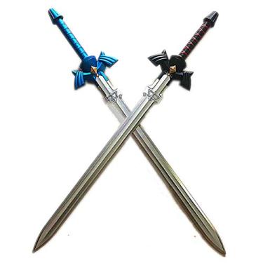 Imagem de damdos Suporte de Halloween Espuma PU Cosplay Armas para Sky Sword Kiritio Kirigaioya Escudo Link Breath of the Wild Bow Flecha Crossbow Presentes de Aniversário (Preto + Azul = 2 peças)