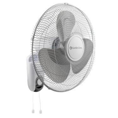 Imagem de Comfort Zone Ventilador de parede oscilante CZ16W 40,64 cm com inclinação ajustável, grade de metal, oscilação de 90 graus, branco