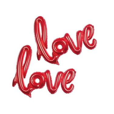 Imagem de Balão Love Metalizado Vermelho Balão de Festa Decoração Romântica Aniversário Casamento Dia dos Namorados Letra Formato LOVE Alumínio (VERMELHO, 75cm)