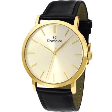Imagem de Relógio CHAMPION masculino analógico dourado couro CN20677X