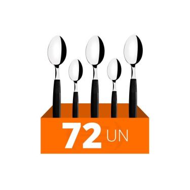 Imagem de Conjunto Chá E Sobremesa Ipanema 72 Peças Lâminas Aço Inox Cabo Preto Ptop - Tramontina