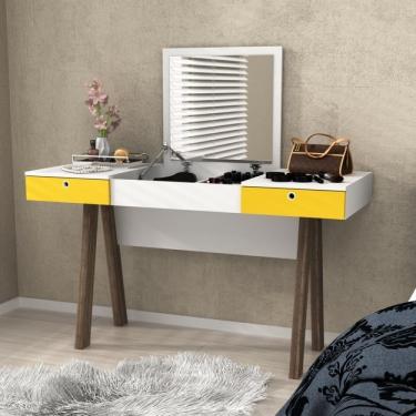 Imagem de Penteadeira com Espelhotecno Mobili Pe2002 Branco/amarelo/noce