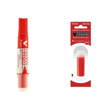 Imagem de Kit Marcador Para Quadro Branco + Refil Pilot V-board Master Vermelho