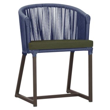 Imagem de Cadeira De Jantar Noronha Alumínio Marrom E13 Trama Original Azul