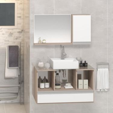 Imagem de Conjunto Gabinete Venus 80cm Madeirado Branco