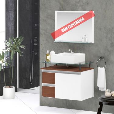 Imagem de Gabinete Banheiro 2 Gavetas 1 Porta Diamante 60cm - Natura - Marrom