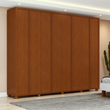 Imagem de Guarda-roupa 8 Portas 6 Gavetas 100% Mdf Com Pés Ergon Marrom