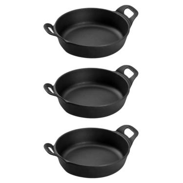 Imagem de Kit 3 Travessas Redonda 22 Cm 1,7l Em Ferro Fundido Panela Mineira