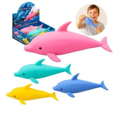 Imagem de Brinquedo Infantil Golfinho de Borracha 18cm Sensorial e Antiestresse 
