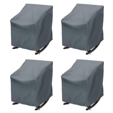 Imagem de TORUTA Capa Para Cadeira Giratória Área Externa, Pacote Com 4, À Prova D'Água E Resistente, Móveis De Jardim Pátio (27,5 L X 32,5 P 39 A), Cinza
