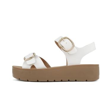 Imagem de Soda Jolin ~ Sandálias femininas cruzadas com plataforma baixa com tiras de fivela, Poliuretano branco, 38