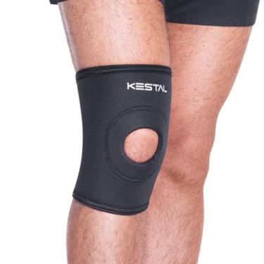 Imagem de Kestal Joelheira com Orifício Reforçado de compressão ortopédica Preto, GG