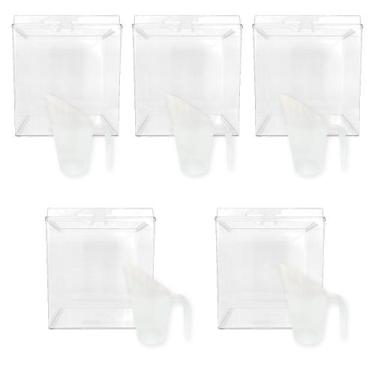 Imagem de Kit 5 Potes Acrílico Quadrado com Tampa 7,4l + Conchas 600ml - Ex Pote